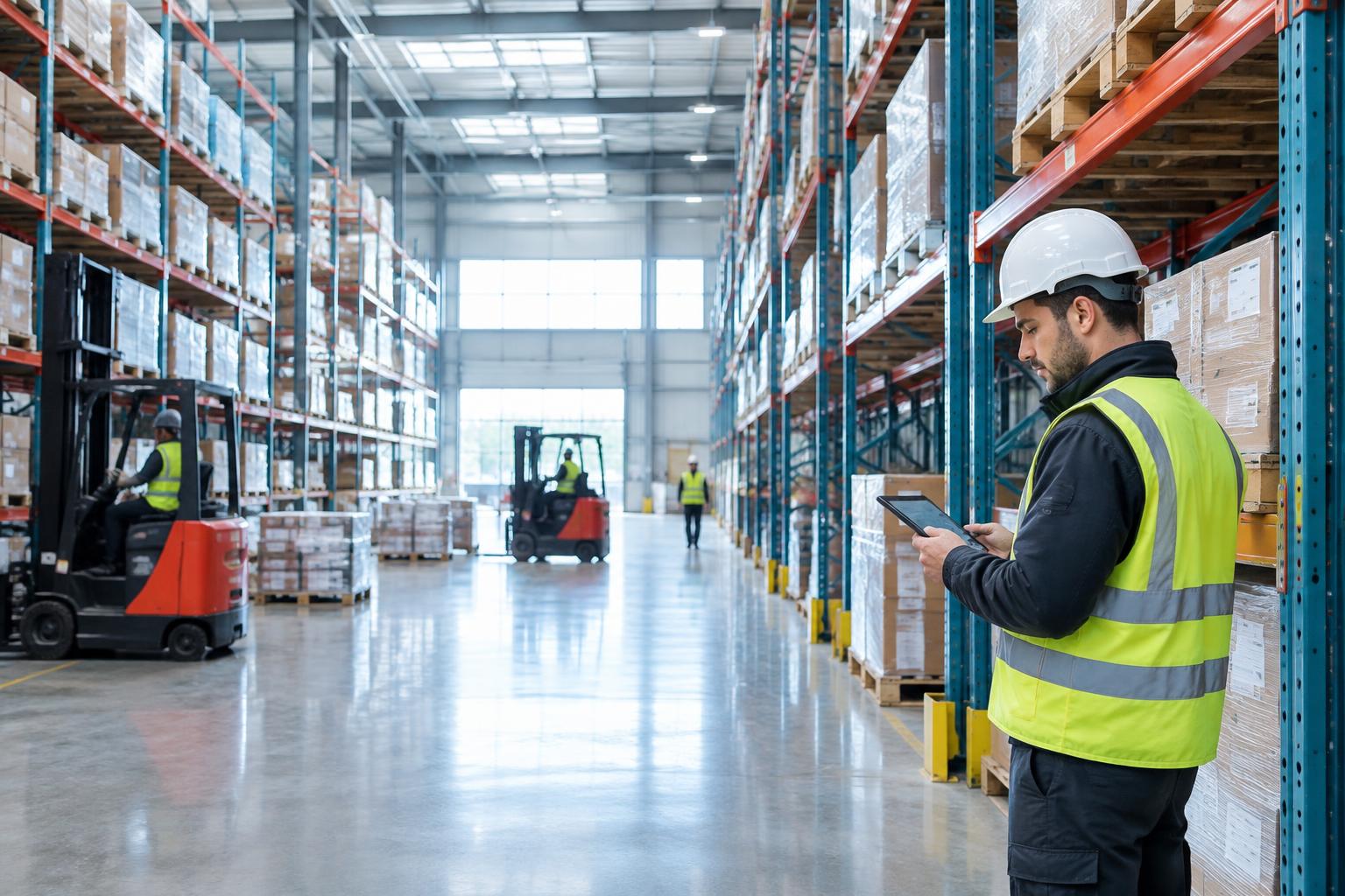 Warehouse specialist coordinating cargo and inventory